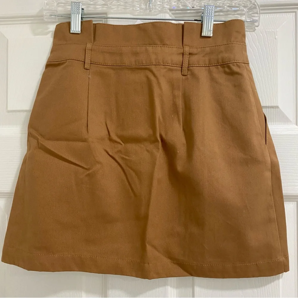 NWT Topshop Tan Ruffle Button Mini Skirt add 2 XS